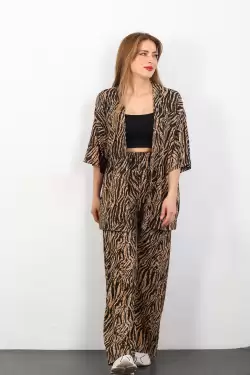 Zebra Desen Otantik Kimono Takım