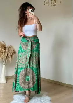 Otantik Desenli Etek Yeşil