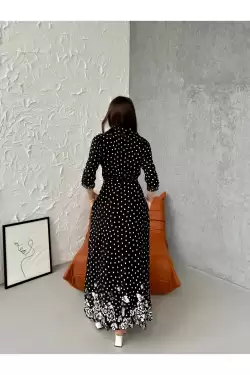Puanlı Cepli Gömlek Elbise