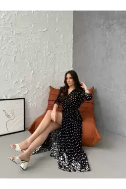 Puanlı Cepli Gömlek Elbise