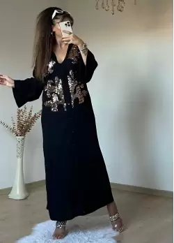 Pul Detaylı Gömlek Elbise