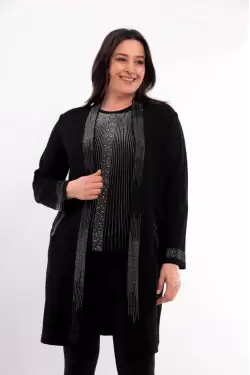 Taş Süslemeli Hırka Gümüş