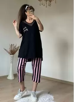 Yaka File Detaylı Pijama Takım