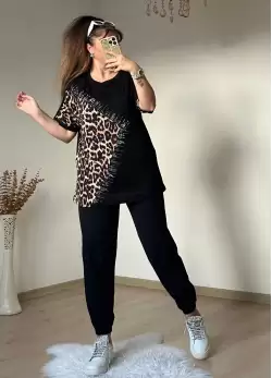 Yan Leopar Taşlı Takım