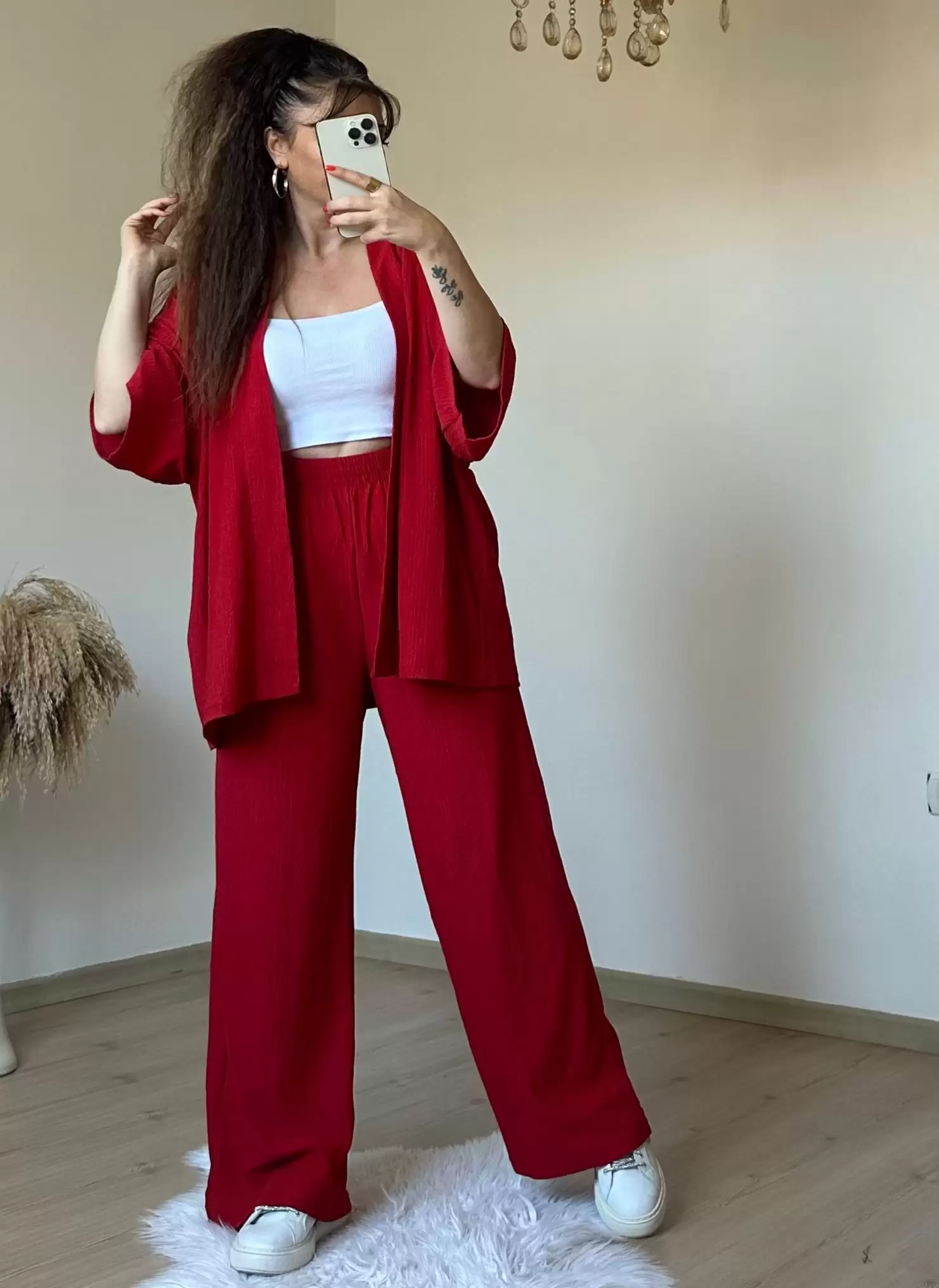 Plain Red Kimono Set