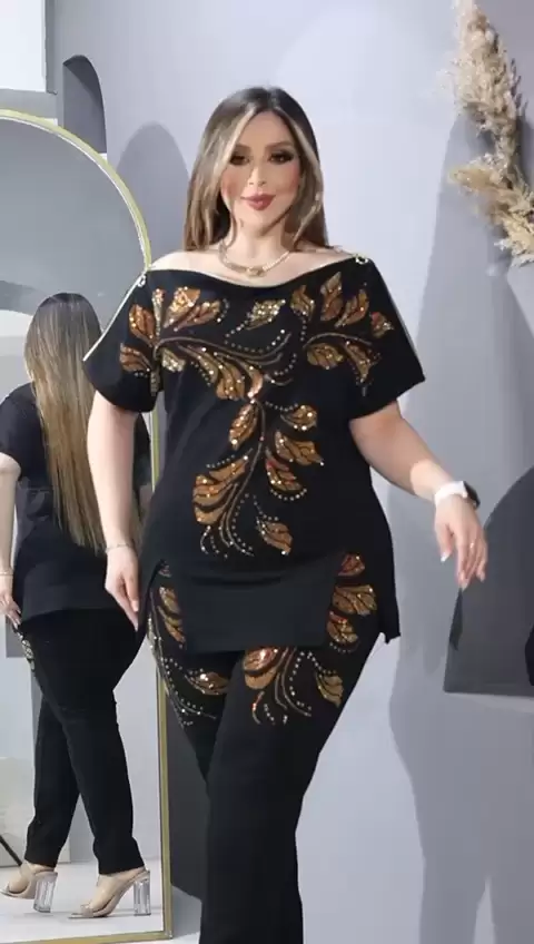 Yaprak Desenli Taşlı takım