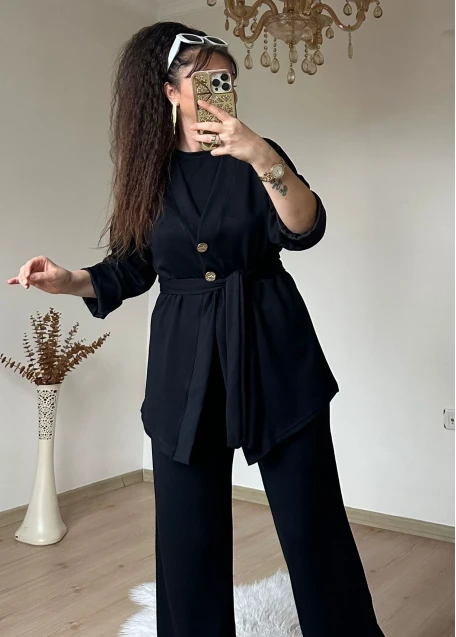 Sıyah Gold Dugmelı 3 lü Takım