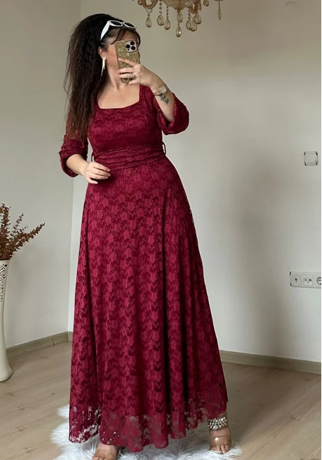 Gupur Prenses Elbıse Bordo