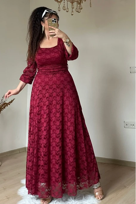 Gupur Prenses Elbıse Bordo