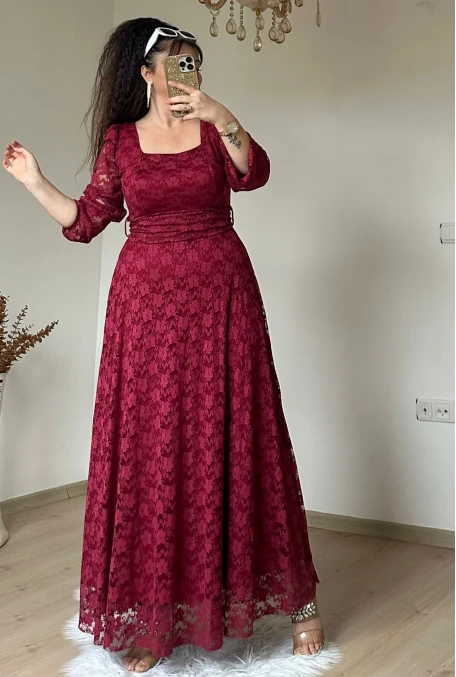 Gupur Prenses Elbıse Bordo