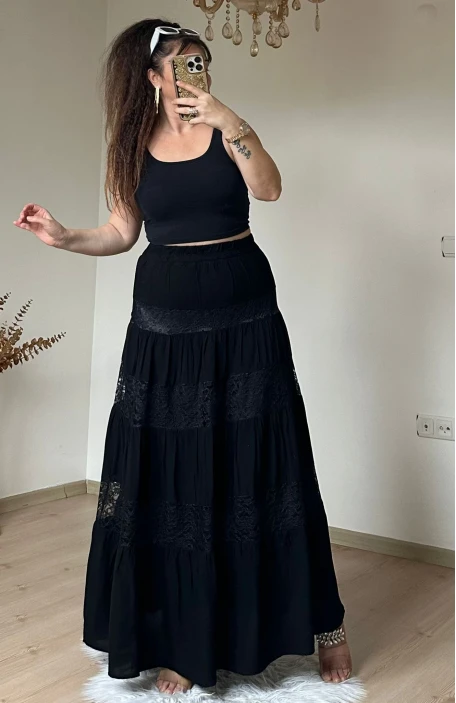 Dantel Şeritli Etek