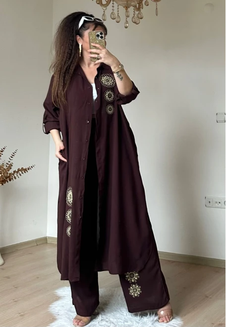 Varak Nakışlı Takım Kahve