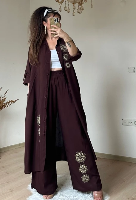 Varak Nakışlı Takım Kahve