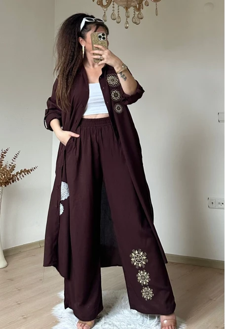 Varak Nakışlı Takım Kahve