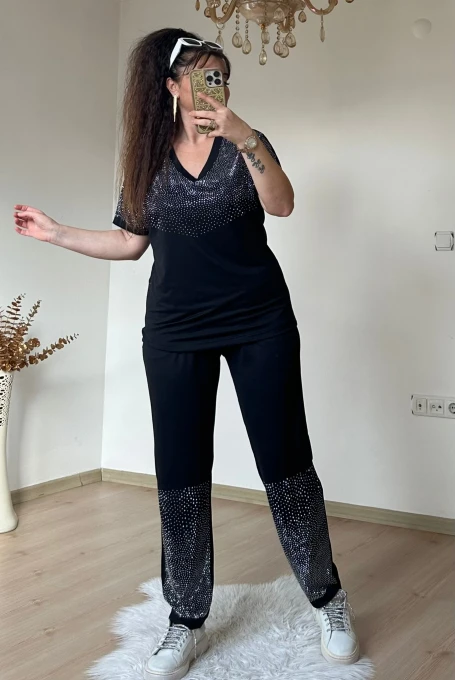 V Yaka Paça Gümüş Taşlı Takım