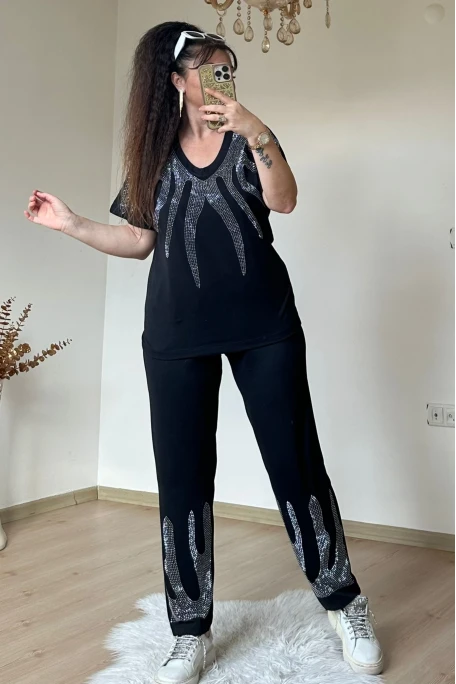 Piramit Yaka Gümüş Taşlı Takım