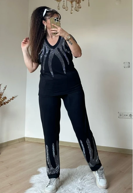 Piramit Yaka Gümüş Taşlı Takım