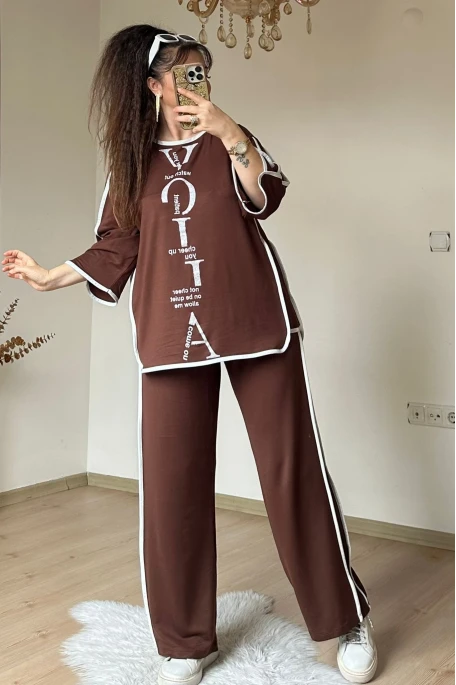 Ön Yazılı Taşlı Takım Kahve