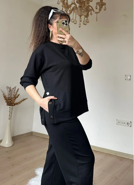 Bol Paça Çıtçıtlı Takım Siyah