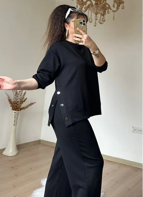 Bol Paça Çıtçıtlı Takım Siyah