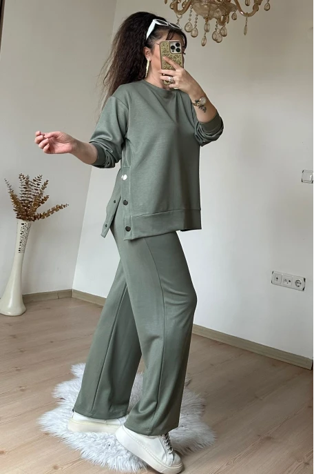 Bol Paça Çıtçıtlı Takım Su Yeşili