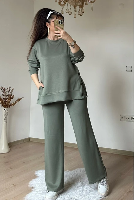 Bol Paça Çıtçıtlı Takım Su Yeşili