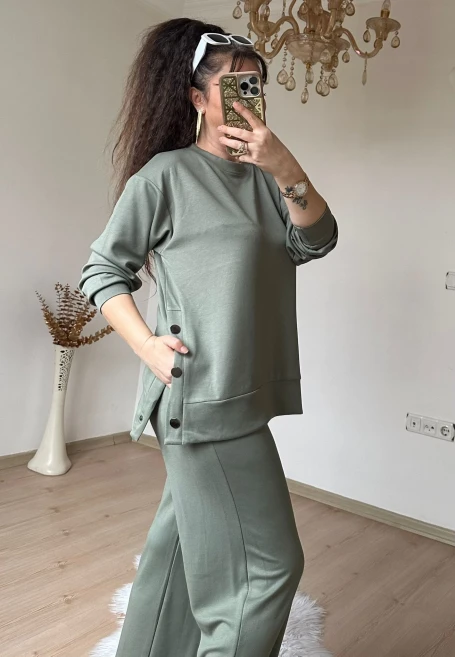 Bol Paça Çıtçıtlı Takım Su Yeşili