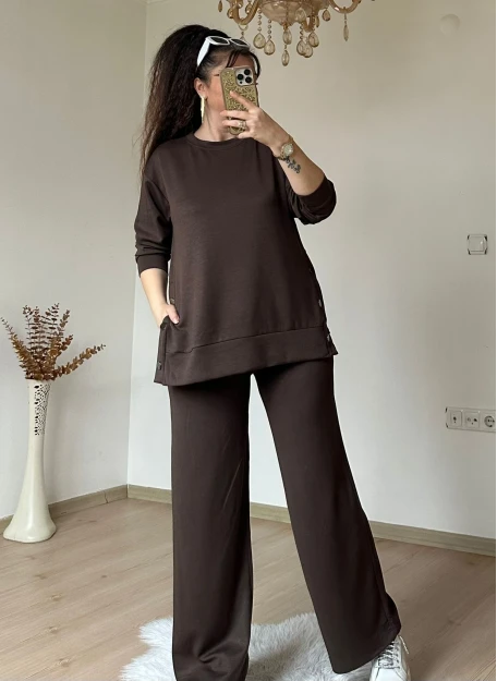 Bol Paça Çıtçıtlı Takım Kahve