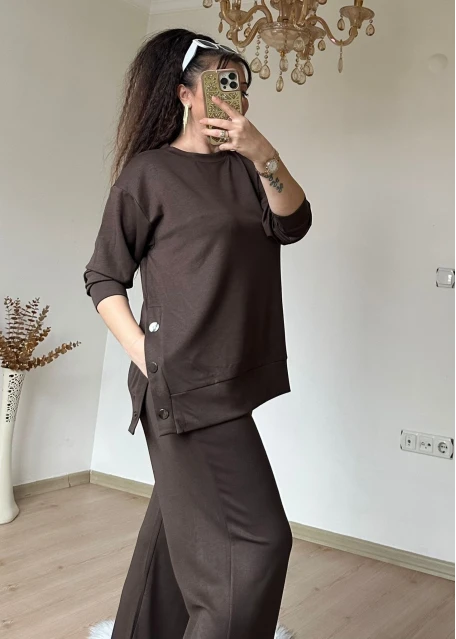 Bol Paça Çıtçıtlı Takım Kahve