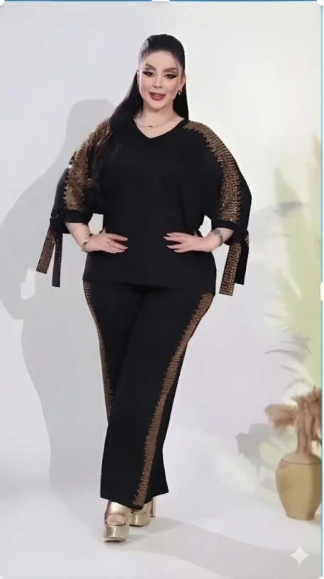 Kol Bağcıklı Gold Sımlı Siyah Takım