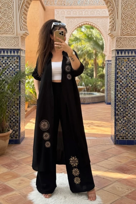 Varak Nakışlı Takım Siyah