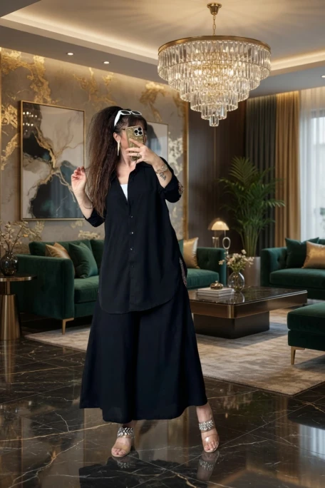 Pantalonetek Gomleklı Takım Siyah