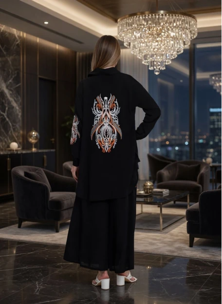 Pantalonetek Gomleklı Takım Siyah