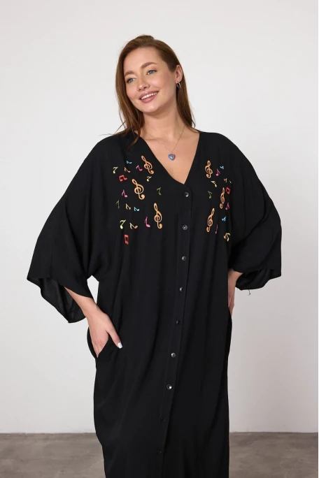 Nota Nakış İşlemeli Maxi Boy Elbise