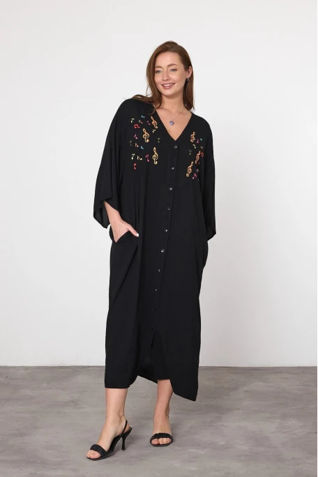 Nota Nakış İşlemeli Maxi Boy Elbise