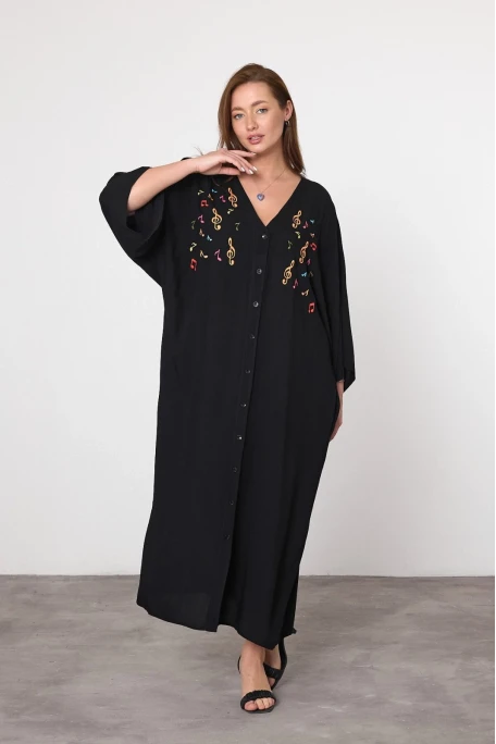 Nota Nakış İşlemeli Maxi Boy Elbise