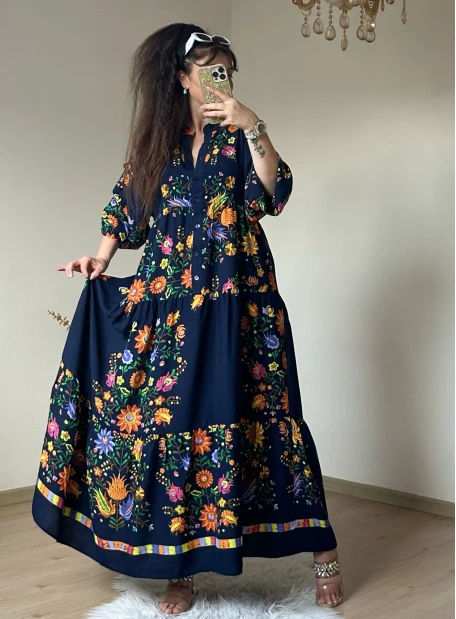 Bahar Elbise Lacivert