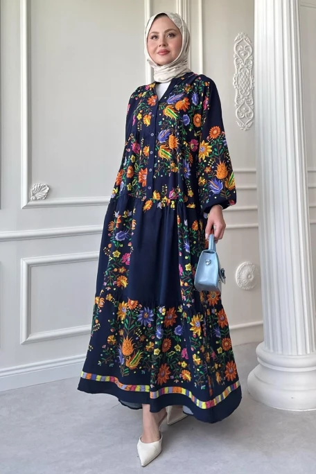 Bahar Elbise Lacivert