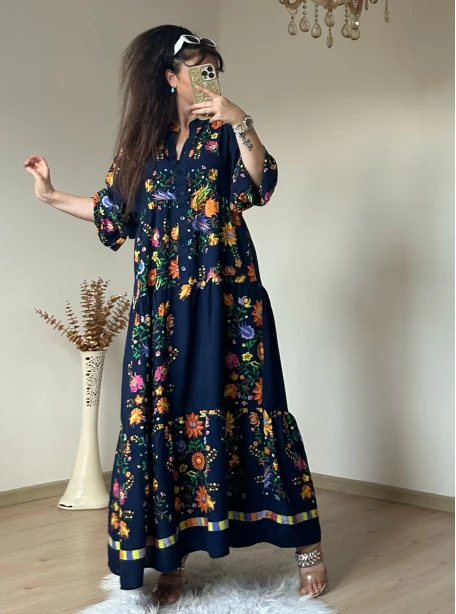 Bahar Elbise Lacivert