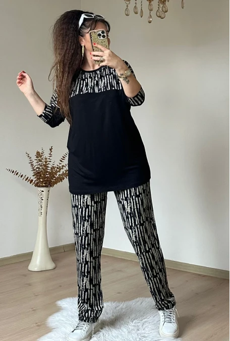 Bej Baskı Desen Takım