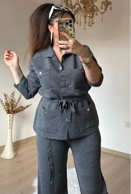 Bel Bağcıklı Cıtcıtlı Takım Füme