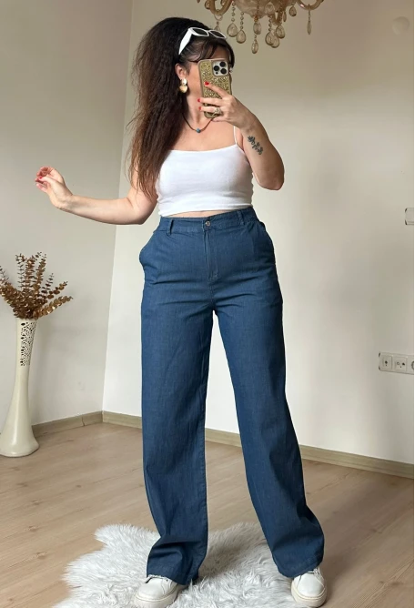 Bel Kemerli Kot Pantalon