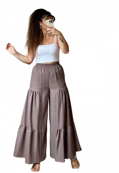 Bel Lastikli Pantolon Etek Pastel Pudra