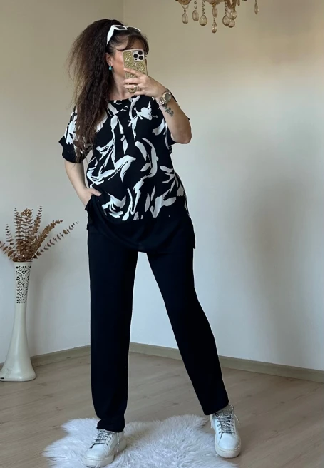 Beyaz Dalga Desen Dokuma Takım