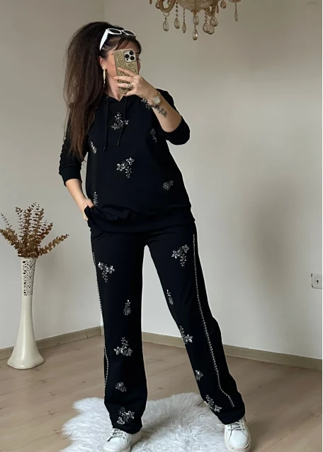 Büyük Beden Boncuk İşlemeli Takım