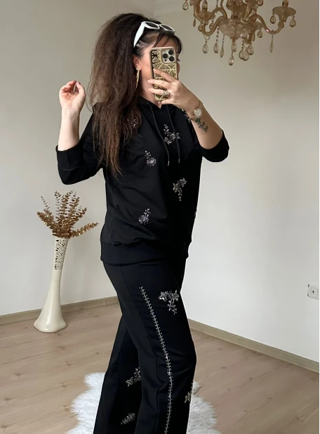 Büyük Beden Boncuk İşlemeli Takım