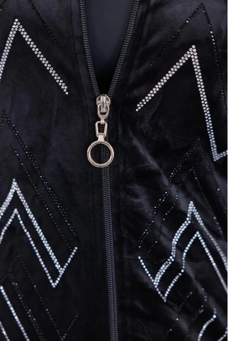 Büyük Beden Taşlı Kadife Takım