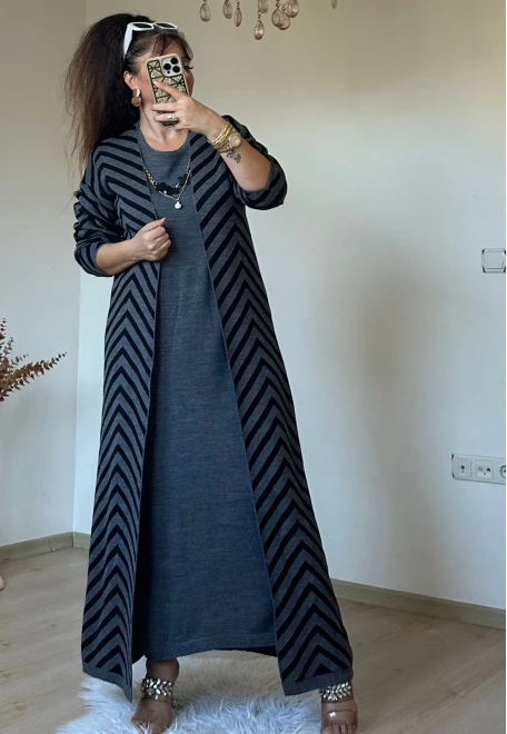 Elbıse Tunık Takım Gri