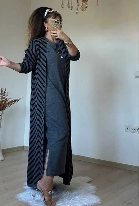 Elbıse Tunık Takım Gri