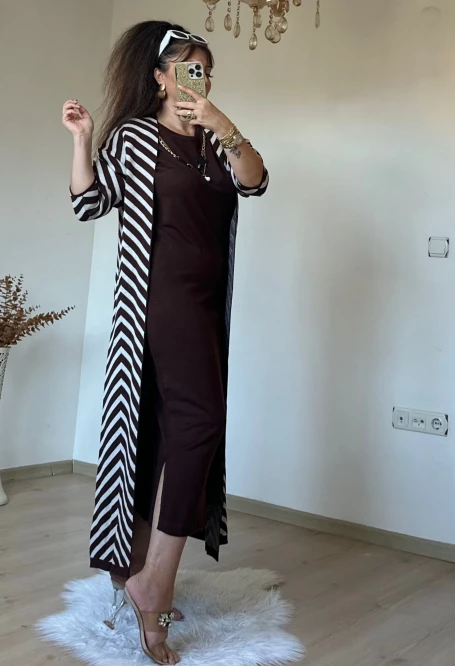 Elbıse Tunık Takım Kahve